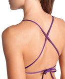 Women's Team Swim Top Tie Back Solid plum bright