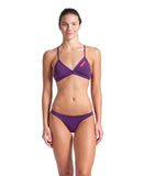 Women's Team Swim Top Tie Back Solid plum bright