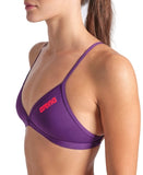 Women's Team Swim Top Tie Back Solid plum bright