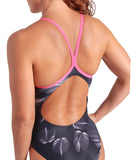 Arena Women's Frozen Leafe Swimsuit Lightdrop Back black-pink