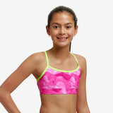 Girl's Swim Crop Top Pink Caps