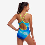 Girls Diamond Back One Piece Sea Breeze