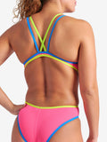 Women's One Double Cross Back One Piece Pink-Blue River