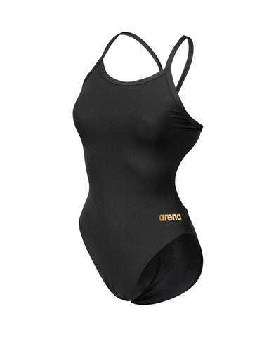 Women's Arena Team Swimsuit Challenge Solid Black-Gold