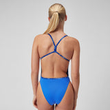 Women's Solid Vback One Piece Pure Blue