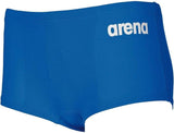 Boy's Solid Squared Short Royal - White
