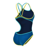 Women's One Double Cross Back One Piece blue-softgreen