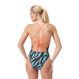 Women's Allover Digital Lattice TieBack One Piece black/blue