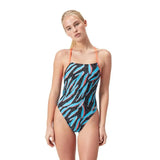 Women's Allover Digital Lattice TieBack One Piece black/blue