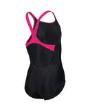 Prism-badpak voor meisjes, V-rug, grafisch zwart-Freak Rose