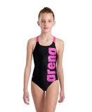 Prism-badpak voor meisjes, V-rug, grafisch zwart-Freak Rose
