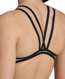 Dames One Double Cross Back One Piece zwart-zachtgroen-multi