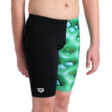 Boy's Logo Graphic Swim Jammer Black-soft green multi