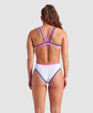 Women's One Double Cross Back One Piece White-Blue-Pink