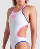 Women's One Double Cross Back One Piece White-Blue-Pink