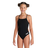 Teambadpak voor meisjes Challenge effen zwart - wit