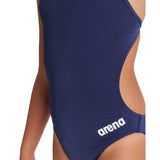 Girls' Team Swimsuit Challenge Solid Navy - White