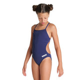Girls' Team Swimsuit Challenge Solid Navy - White