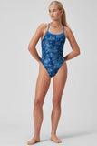 Women's Allover Digital Vback One Piece Cerulean Blue