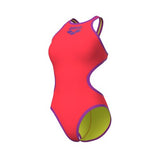 Arena Dames One Biglogo One Piece Marine-Fluo-Rood