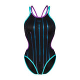 Women's One Metallic Paint Swimsuit black-water-purple