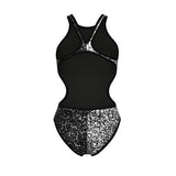 Women's One Paints Swimsuit Tech Back black white-black