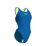 Women's Arena Swimsuit Tech Multi Solid Dark blue-river/artic-lime