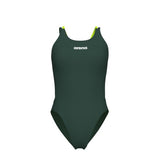 Women's Arena Swimsuit Tech Multi Solid Dark sage-white/artic-lime