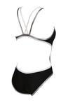 One Piece Double Cross Back Femme Noir - Blanc - Argent