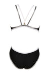 One Piece Double Cross Back Femme Noir - Blanc - Argent