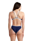 Une Pièce Femme One Double Cross Back Bleu Marine - Blanc