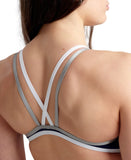 Une Pièce Femme One Double Cross Back Bleu Marine - Blanc
