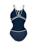Une Pièce Femme One Double Cross Back Bleu Marine - Blanc