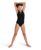 Girls' Team Swimsuit Swim Pro Solid Black - White