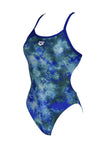 Arena Women's Challenge Back Allover Neon Blue - Neon Blue Multi