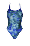 Arena Women's Challenge Back Allover Neon Blue - Neon Blue Multi