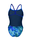 Arena Women's Challenge Back Allover Neon Blue - Neon Blue Multi