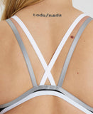 One Piece Double Cross Back Femme Noir - Blanc - Argent