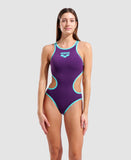 Arena Femme One Maillot de Bain Laser Lights Print Noir - Multi