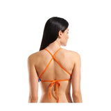 Women's Team Swim Top Tie Back Solid Neon Blue - Tea Orange