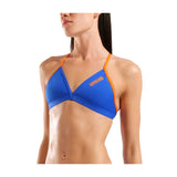 Women's Team Swim Top Tie Back Solid Neon Blue - Tea Orange