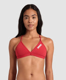 Women's Team Swim Top Tie Back Solid Red - White