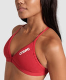 Women's Team Swim Top Tie Back Solid Red - White