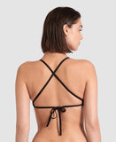 Women's Team Swim Top Tie Back Solid Black - White
