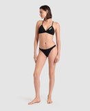 Women's Team Swim Top Tie Back Solid Black - White