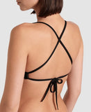 Women's Team Swim Top Tie Back Solid Black - White