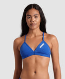 Women's Team Swim Top Tie Back Solid Royal - White