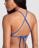 Women's Team Swim Top Tie Back Solid Royal - White