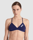 Women's Team Swim Top Tie Back Solid Navy - White