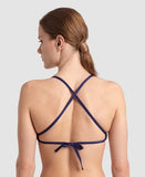Women's Team Swim Top Tie Back Solid Navy - White